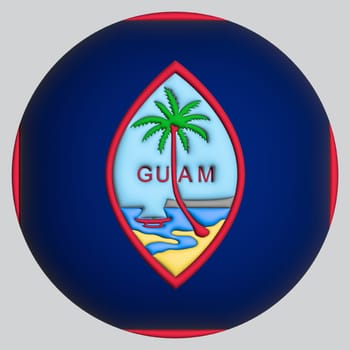 3D Flag of Guam on a avatar circle background.