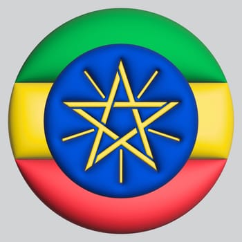 3D Flag of Ethiopia on a avatar circle background.