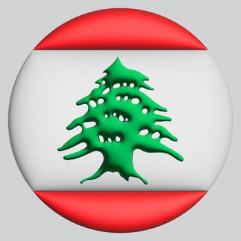 3D Flag of Lebanon on a avatar circle background.