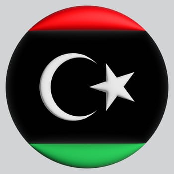 3D Flag of Libya on a avatar circle background.