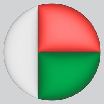 3D Flag of Madagascar on a avatar circle background.