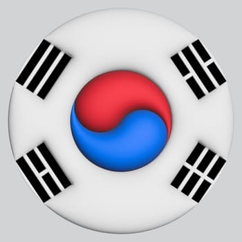 3D Flag of South Korea on a avatar circle background.