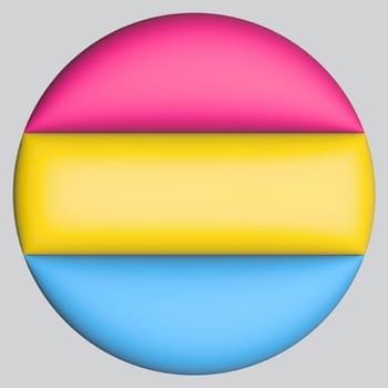 3d illustration Pansexual flag on avatar circle. Freedom and love concept. Activism, community and freedom Concept.