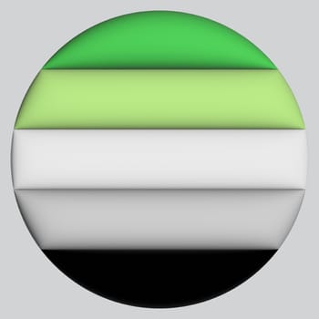 3d illustration Aromantic flag on avatar circle. Freedom and love concept. Activism, community and freedom Concept.