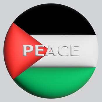 3D Flag of Palestine on an avatar circle, the concept of peace in Palestine. Stop world war.