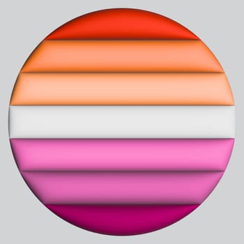 3d illustration Lesbian Pride flag on avatar circle. Freedom and love concept. Activism, community and freedom Concept.