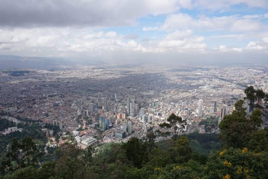 View onto Bogota from Monserrate view point hill cerro de Monserrate, Colombia 2020