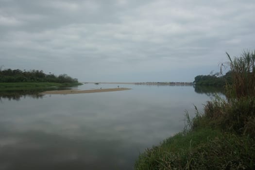 Palomino River, Rio Palomino flowing into the Caribbean Sea, Palomino, Colombia 2020