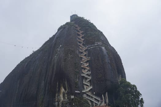 the rock of Guatape, El Penon de Guatape with its famous staircase, close to Medellin, Colombia 2020