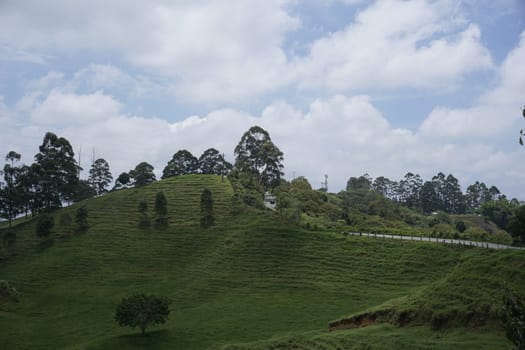 Beautiful landscape on the way to the Cocora Valley, Valle de Cocora, close to Salento, Eje Cafetero, Colombia 2020