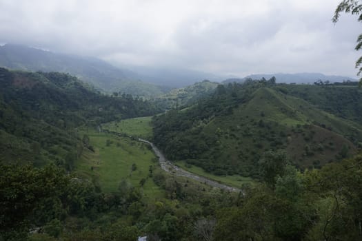 Lush landscape on the way to a coffee farm close to Salento, Eje Cafetero, Colombia 2020