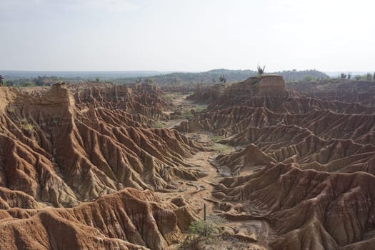 Bizarre lunar landscape and red rock formations in the Tatacoa Desert, Desierto de la Tatacoa, Colombia 2020
