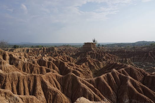 Bizarr lunar landscape and eroded red rock formations in the Tatacoa Desert, Desierto de la Tatacoa, Colombia 2020