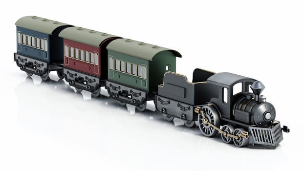 Toy train isolated on white background. 3D illustration.
