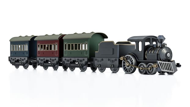 Toy train isolated on white background. 3D illustration.