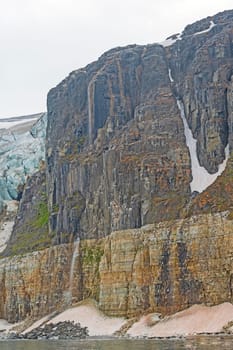 Bird Nesting Cliffs in the High Arctic on Alkefjellet in the Hinlopen Strait in the Svalbard Islands