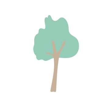 cartoon tree of green color, summer wood. Vector illustration on white background