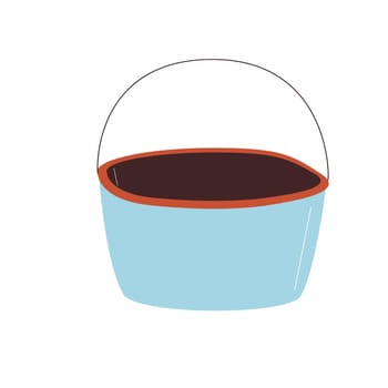 camping pot icon of blue color in a cartoon style on white background. Vector illustration for kids