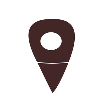 button gps icon of broun color in a cartoon style. Vector illustration. Pin for map geography
