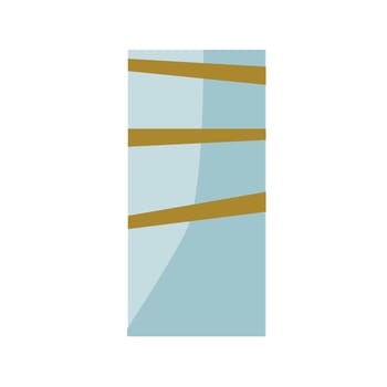 beautiful empty blue interior vase with golden abstract pattern. Vector illustration in flat style. pot for home interior with abstract ornament. Contemporary art icon for art background.