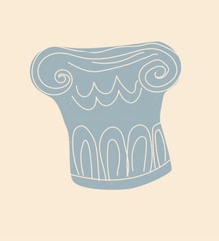 antique column greek of marble in a modern style . Vector illustration of roman of ionic sculpture. art vector illustration suitable for posters, art exibition banner, flyer, print of textil.