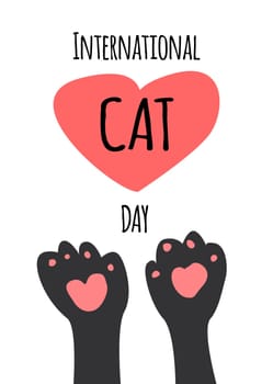 greeting card, banner, background for social netwotk, template of world cat day. Vector illustration on white background.