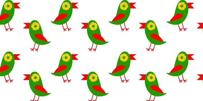 Background with mexican birg, cute pattern with parrot. Vector illustration in a folk style.