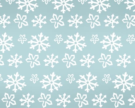 Snowflakes in doodle hand drawn style. Cute snow pattern. Vector illustration usable for christmas background.