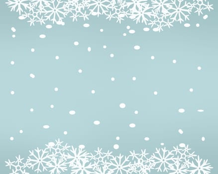 winter blue background with snowflakes. Vector illustration on blue backdrop.