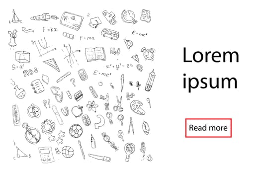 Back to school, online school banner, lending page. Vector illustration on white background.