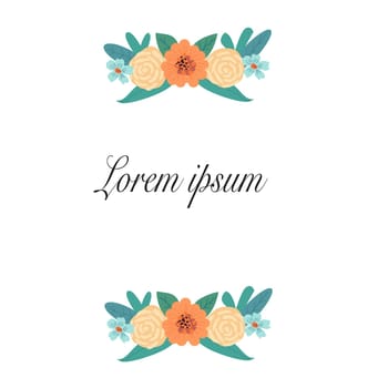 floral border of roses and peony - template. Vector illustration usable for invitation card, menu template, wedding banner.