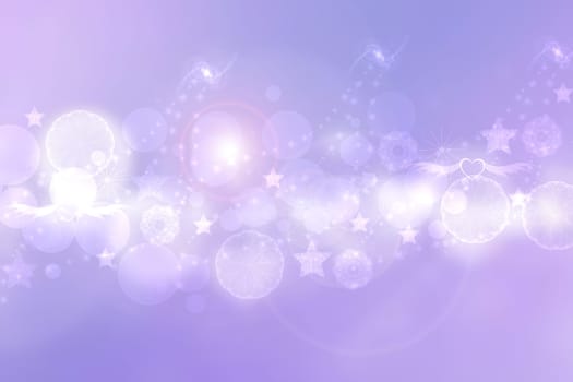 Abstract blurred festive delicate winter christmas or Happy New Year background with shiny blue pink and white bokeh lighted stars. Space for your design. Card concept.