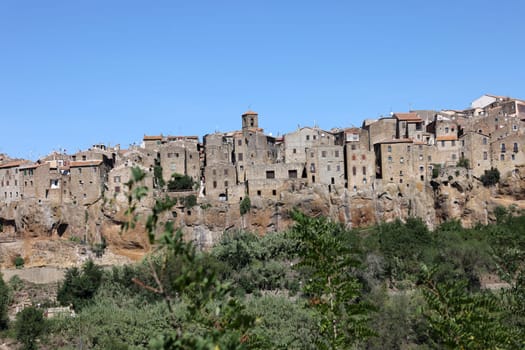 Pitigliano - the picturesque medieval town founded in Etruscan time on the tuff hill in Tuscany, Italy.