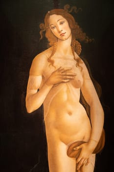 Turin, Italy - April, 2023: the painting of Venus by Sandro Botticelli, oil on canvas, 1490