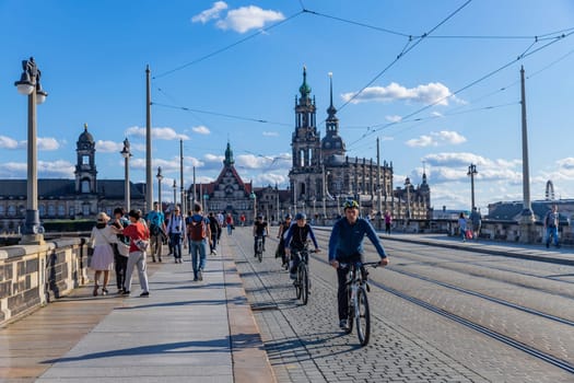 Dresden, Germany - August 11, 2023: Street view in Altstadt (Old Town) district of Dresden