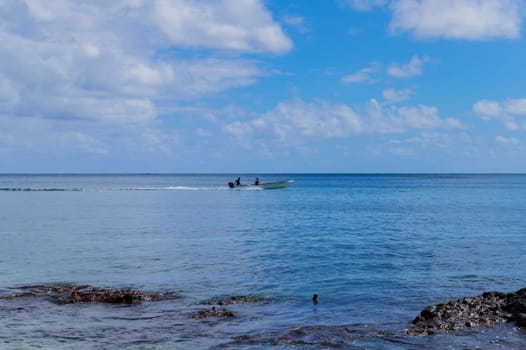 Nacula, Fiji: 26 May 2023: Tourist boat at the tropical island of Nacula, Yasawa islands, Fiji, South Pacific Islands, Pacific