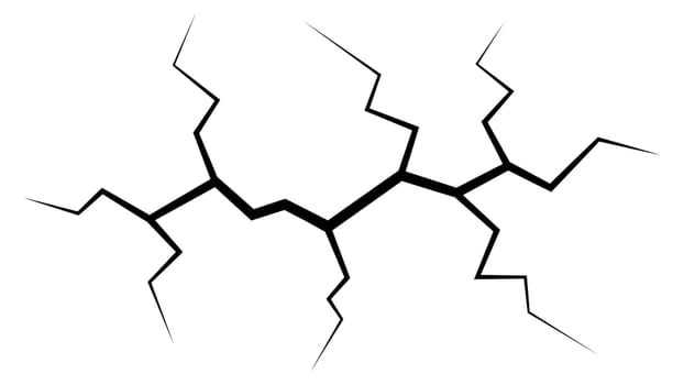 Broken crack on floor surface crack diverges in different directions