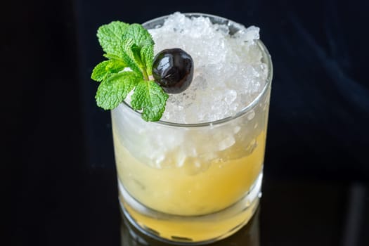 Jet Pilot Cocktail garnished with mint and cherry