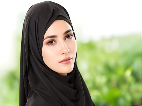 Portrait of a Muslim Woman Wearing a Headscarf