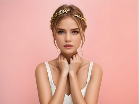 Beautiful Woman with Colorful Accessories and Stylish Dress