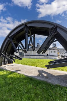 Walbrzych, Poland - October 1, 2021: The Old Mine Science and Art Centre, museum located in the historic Julia Coal Mine. Fragments of old machines used in coal mines
