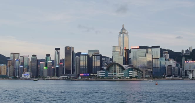Victoria Harbor, Hong Kong 07 June 2021: Hong Kong city