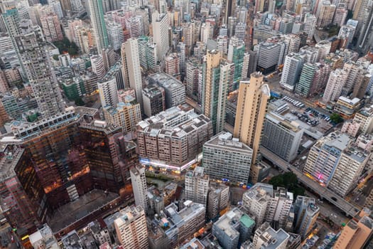 Mong kok, Hong Kong 09 November 2022: Top view of Hong Kong city