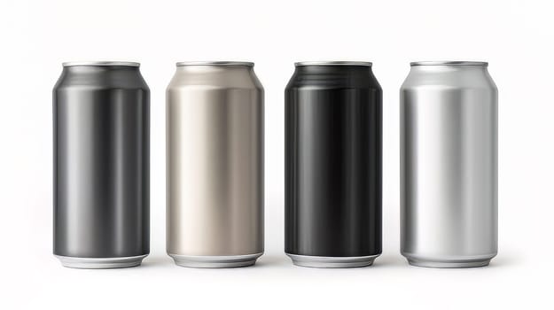 Blank recyclable aluminum Cans isolated on white background. artificial art