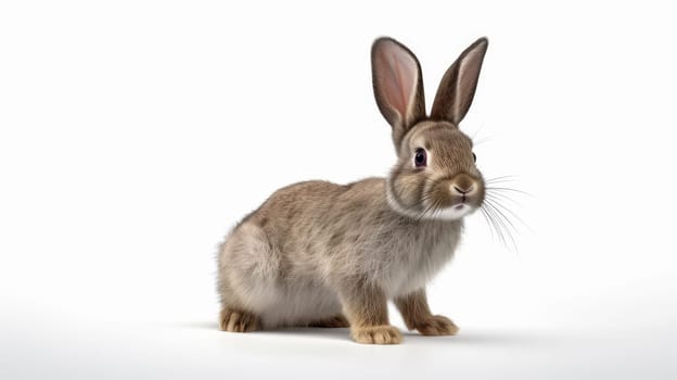 Fluffy domestic rabbit on bright background. artificial art