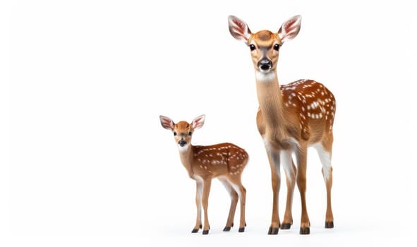 Deer with fawn isolated on white background. artificial art
