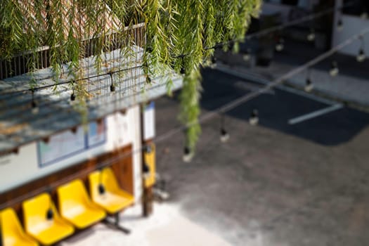 Yellow plastic seats on the road, stock photo