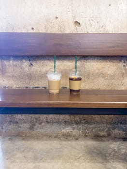Fresh iced milk coffee cups, stock photo