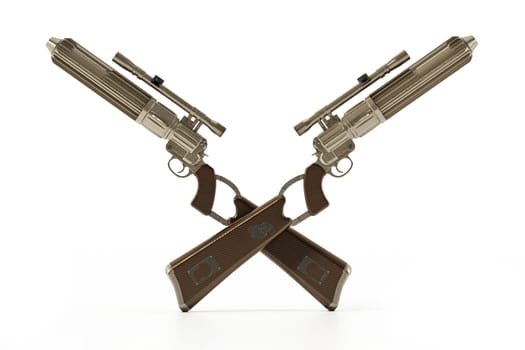 Sci-fi blaster rifle isolated on white background. 3D illustration.
