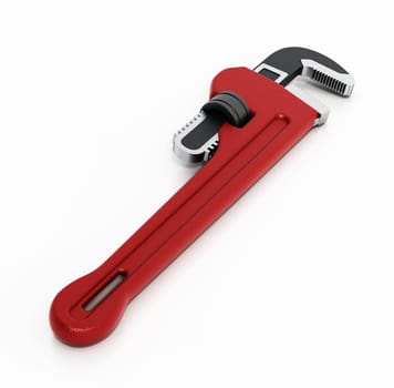 Adjustable wrench isolated on white background. 3D illustration.